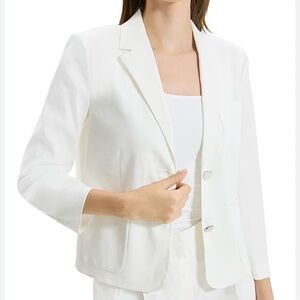THEORY White Linen Blend Lined Blazer Jacket! Excellent condition. Sz 2